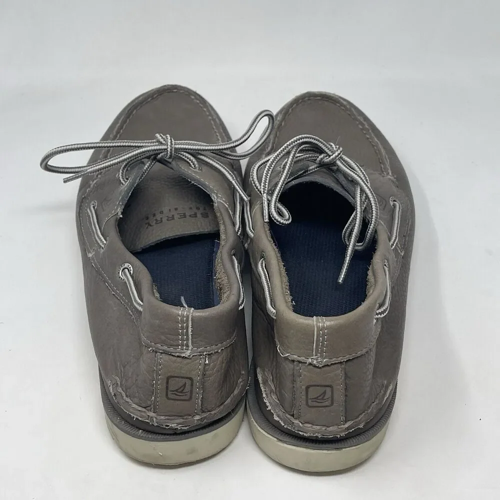 Sperry Top Sider Leeward Boat Shoes Mens 12 M Gray Leather 2 Eye Moccasins